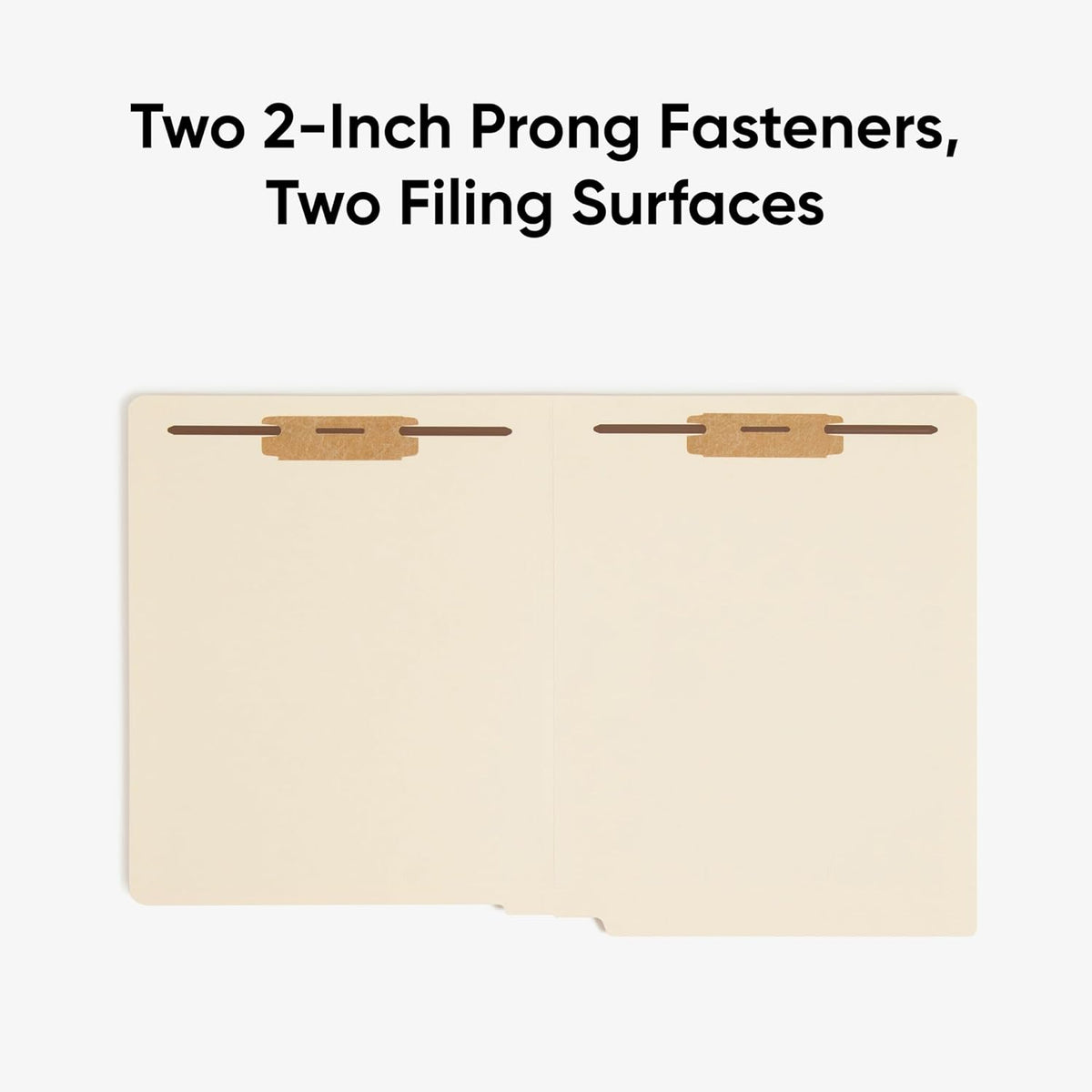 Smead Heavyweight End Tab Fastener File Folder, Shelf-Master® Reinforced Straight-Cut Tab, 2 Fasteners, Letter Size, Manila, 50 per Box (34215)