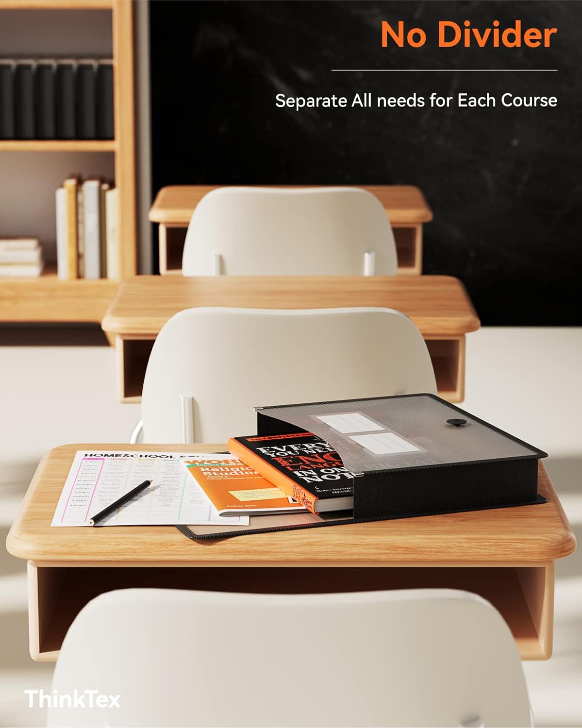 ThinkTex Plastic Expanding File Folders, Transparent Envelopes with Elastic