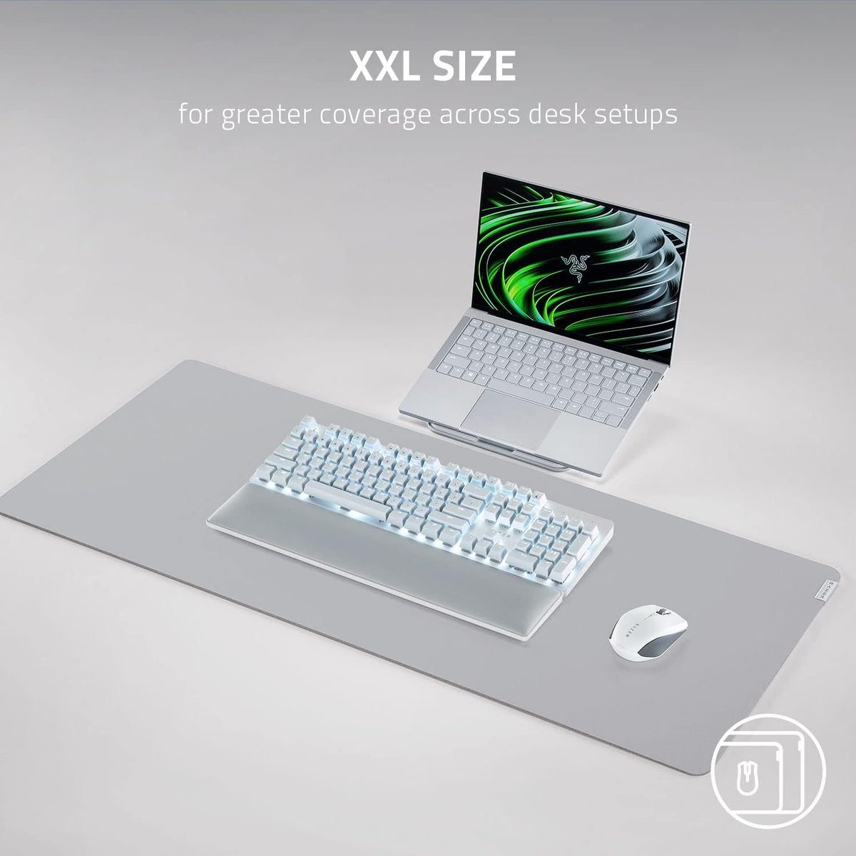 Razer Pro Glide Soft Mouse Mat, Textured Micro-Weave Cloth, White, XXL