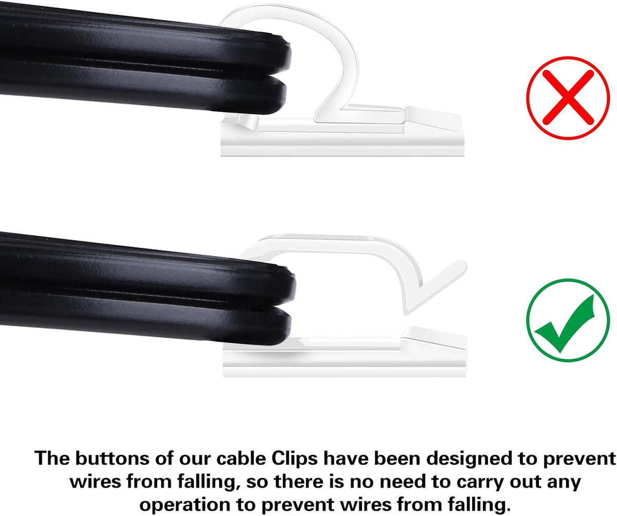 XHF 60PCS 5/8” Clear Adhesive Cable Wire Wall Light Clips, Cord Holder
