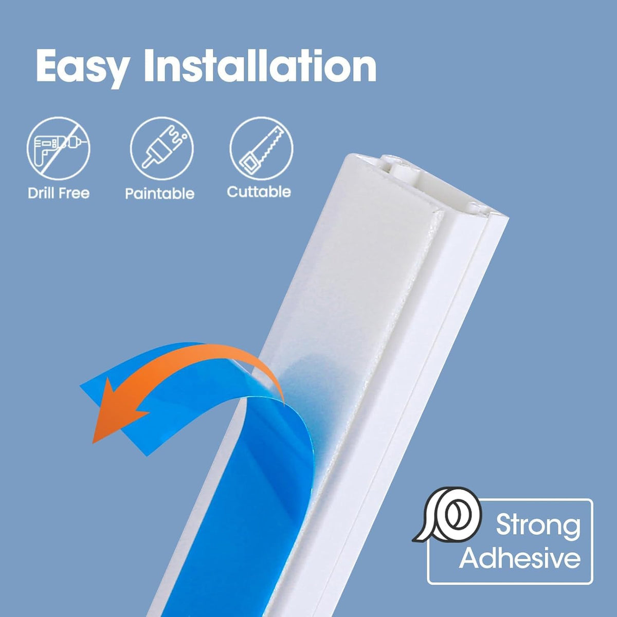YesBes Cord Hider Kit for Wall Mount TV, Covers for Wires on Wall, Paintable Cable Raceway, W0.96in X H0.57in, 116in, White