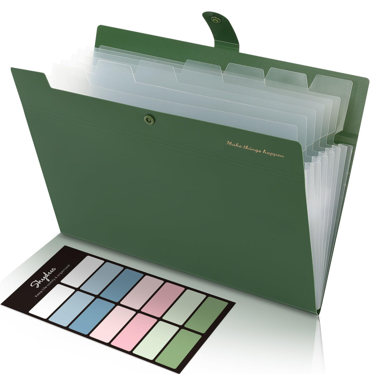 SKYDUE Expanding File Organizer with 8 Pockets, Accordion File Folders with Labels, Portable Document Paper Bill Receipt Organizer, Home College School Office Supplies, Letter Size,Milk Tea Brow