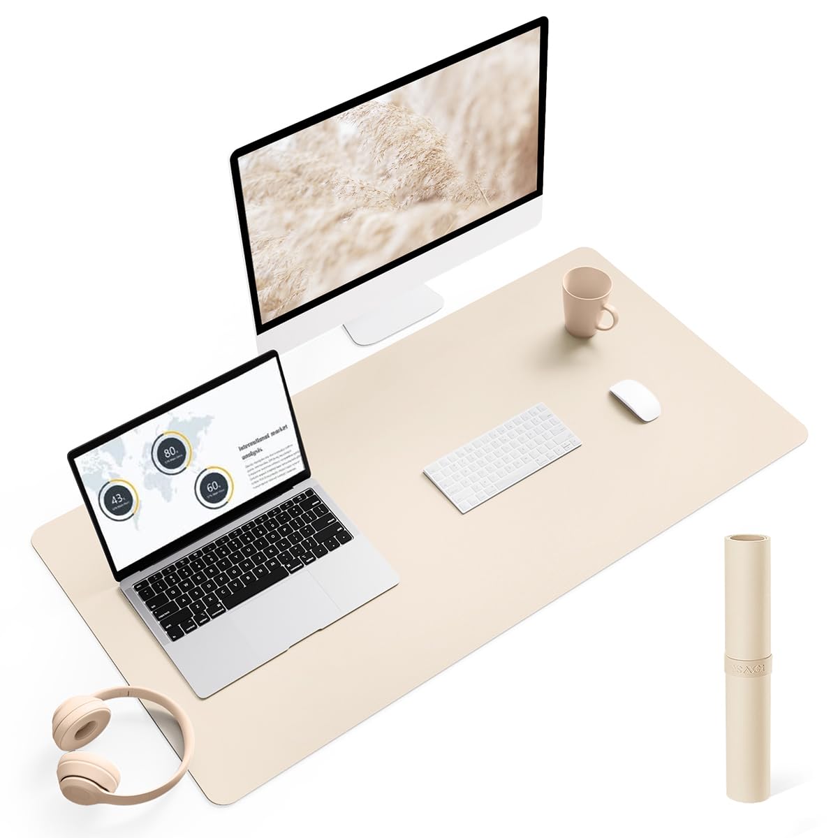 YSAGi Non-Slip Leather Desk Pad, Waterproof Laptop Computer Desk Keyboard Mat, Table Protector Blotter Mat, Large Mouse Pad for Office/Work/Home/Decor(Dark Brown, 31.5" x 15.7")