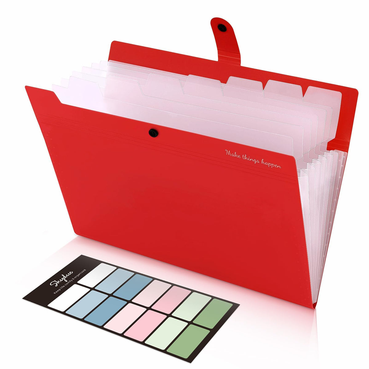 SKYDUE Expanding File Organizer with 8 Pockets, Accordion File Folders with Labels, Portable Document Paper Bill Receipt Organizer, Home College School Office Supplies, Letter Size, Blue