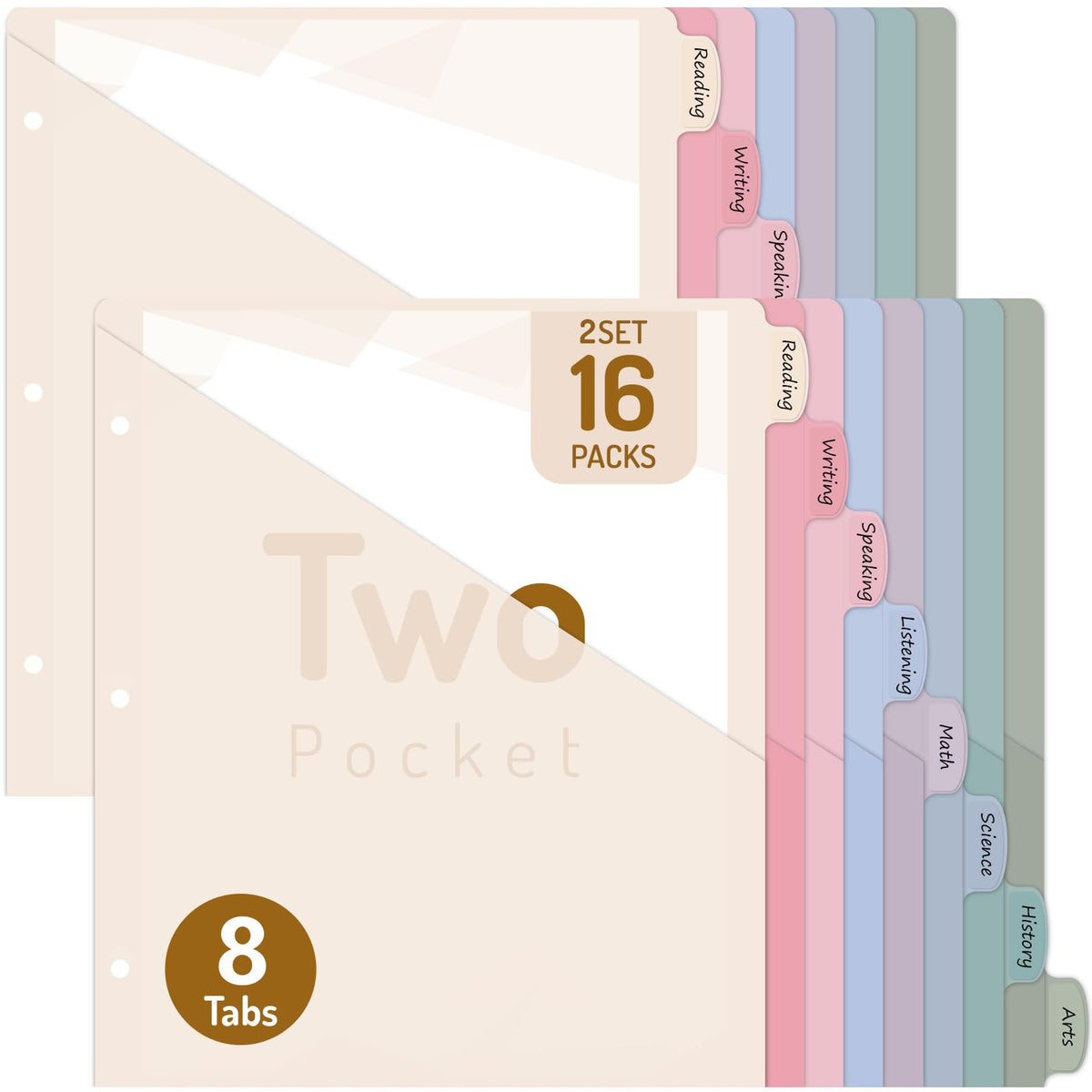 Forvencer 8 Count Dividers with 2 Pockets,8 tabs Binder Dividers with tabs