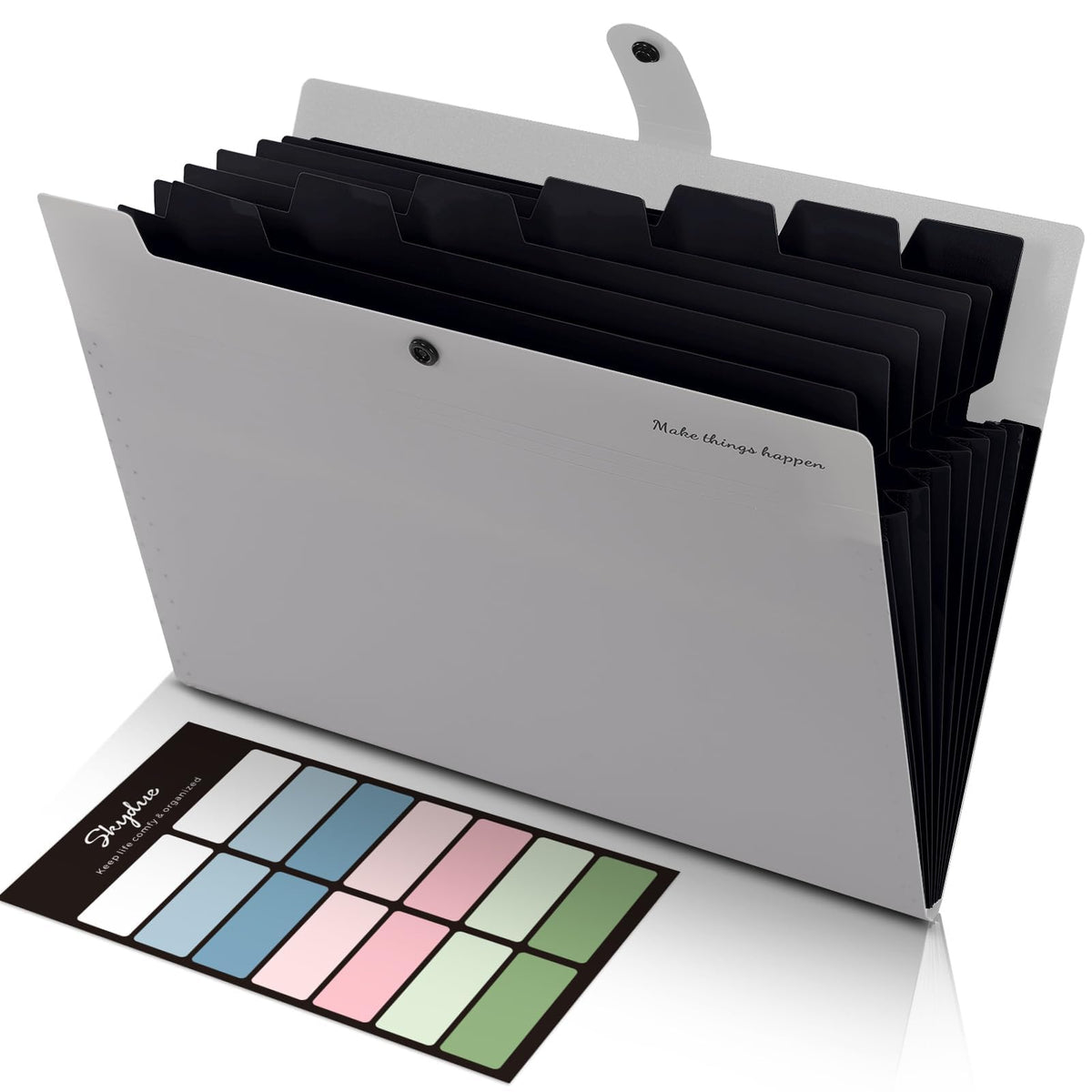 SKYDUE Expanding File Organizer with 8 Pockets, Accordion File Folders with Labels, Portable Document Paper Bill Receipt Organizer, Home College School Office Supplies, Letter Size, Blue