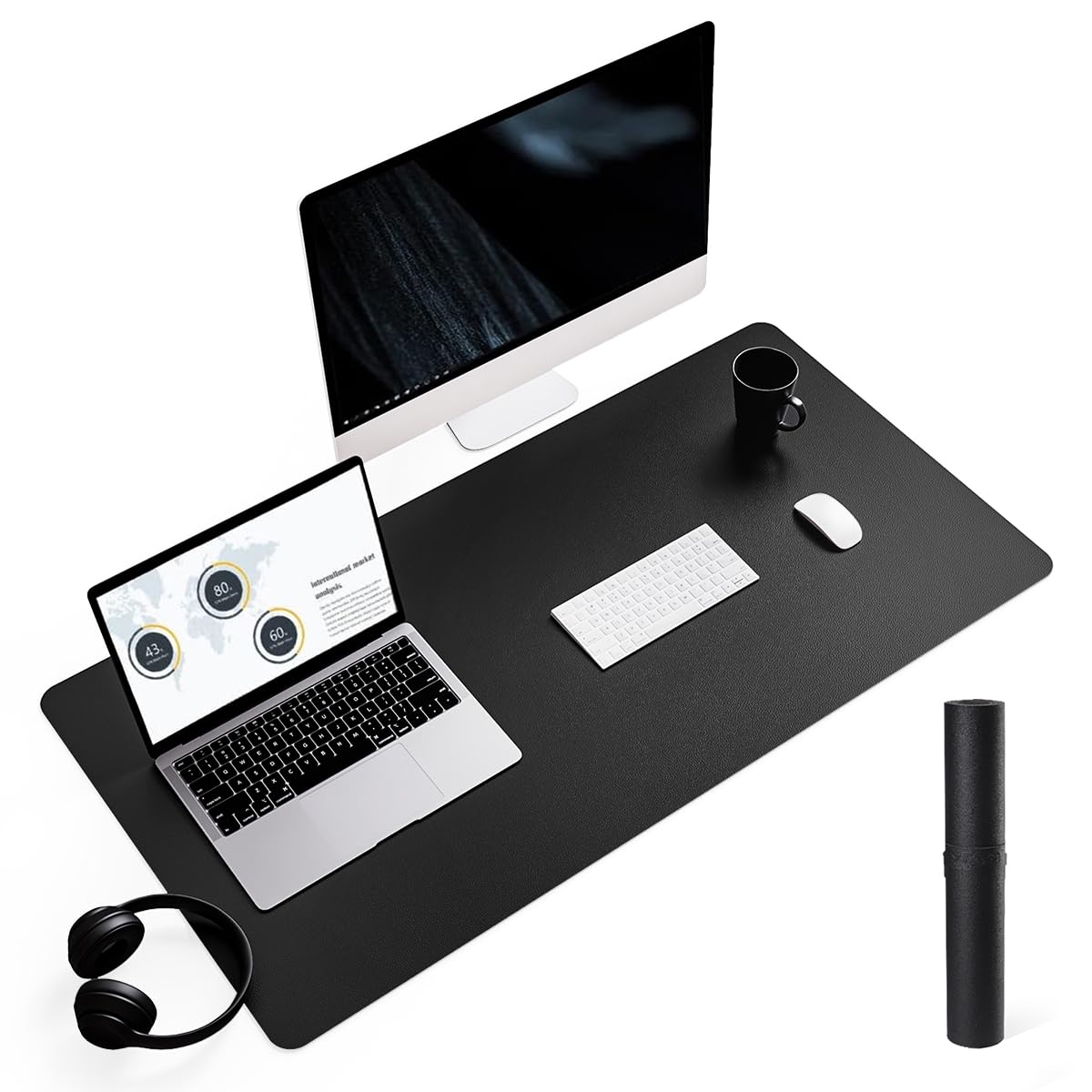 YSAGi Non-Slip Leather Desk Pad, Waterproof Laptop Computer Desk Keyboard Mat, Table Protector Blotter Mat, Large Mouse Pad for Office/Work/Home/Decor(Dark Brown, 31.5" x 15.7")