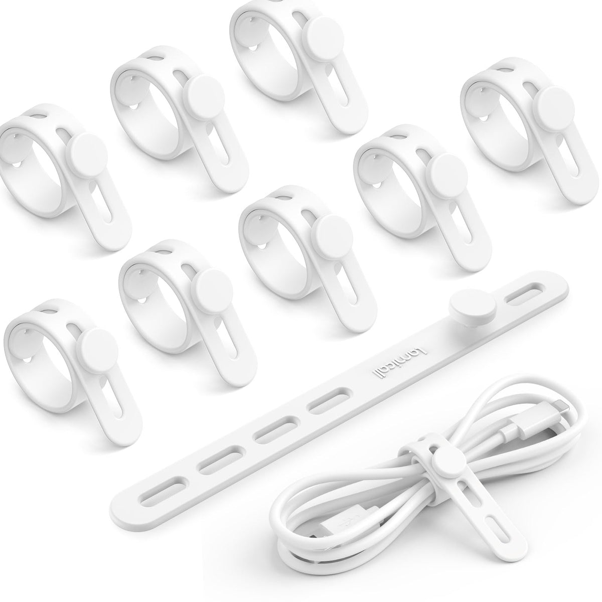 Lamicall 10 Pack Silicone Cable Ties Cord Organizer - Wire Management Wraps