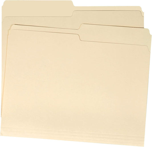 Amazon Basics Manila File Folders, Letter Size, 1/2 Tab in Left and Right Positions, 8.5" x 11", 36-Pack