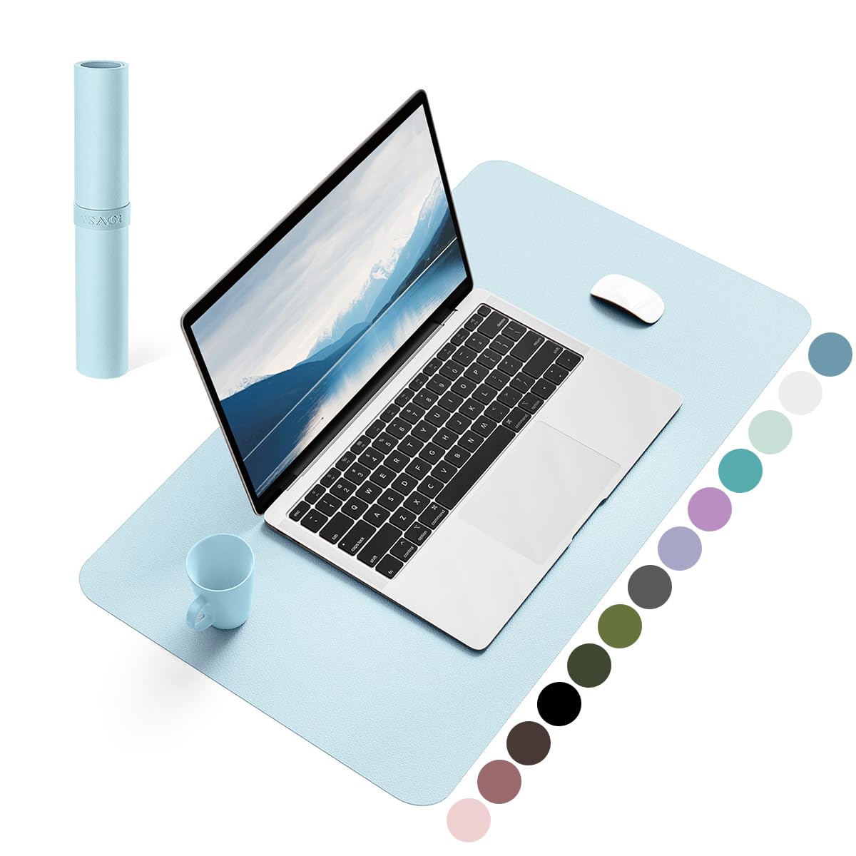 YSAGi Non-Slip Leather Desk Pad, Waterproof Laptop Computer Desk Keyboard Mat, Table Protector Blotter Mat, Large Mouse Pad for Office/Work/Home/Decor(Dark Brown, 31.5" x 15.7")