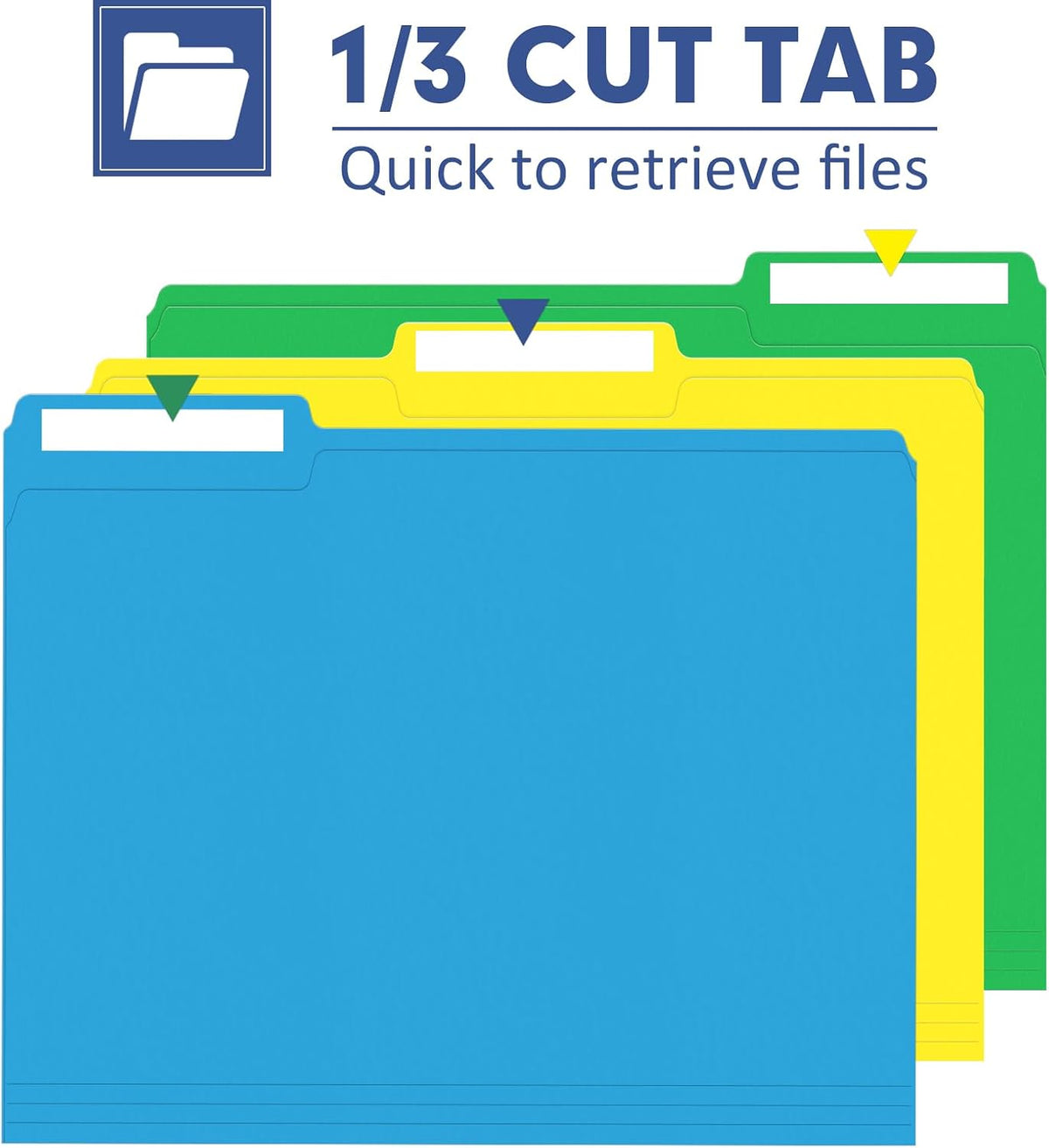PANDRI Colored File Folders, 120 Pack 1/3 Cut Tab File Folder, 6 Colors