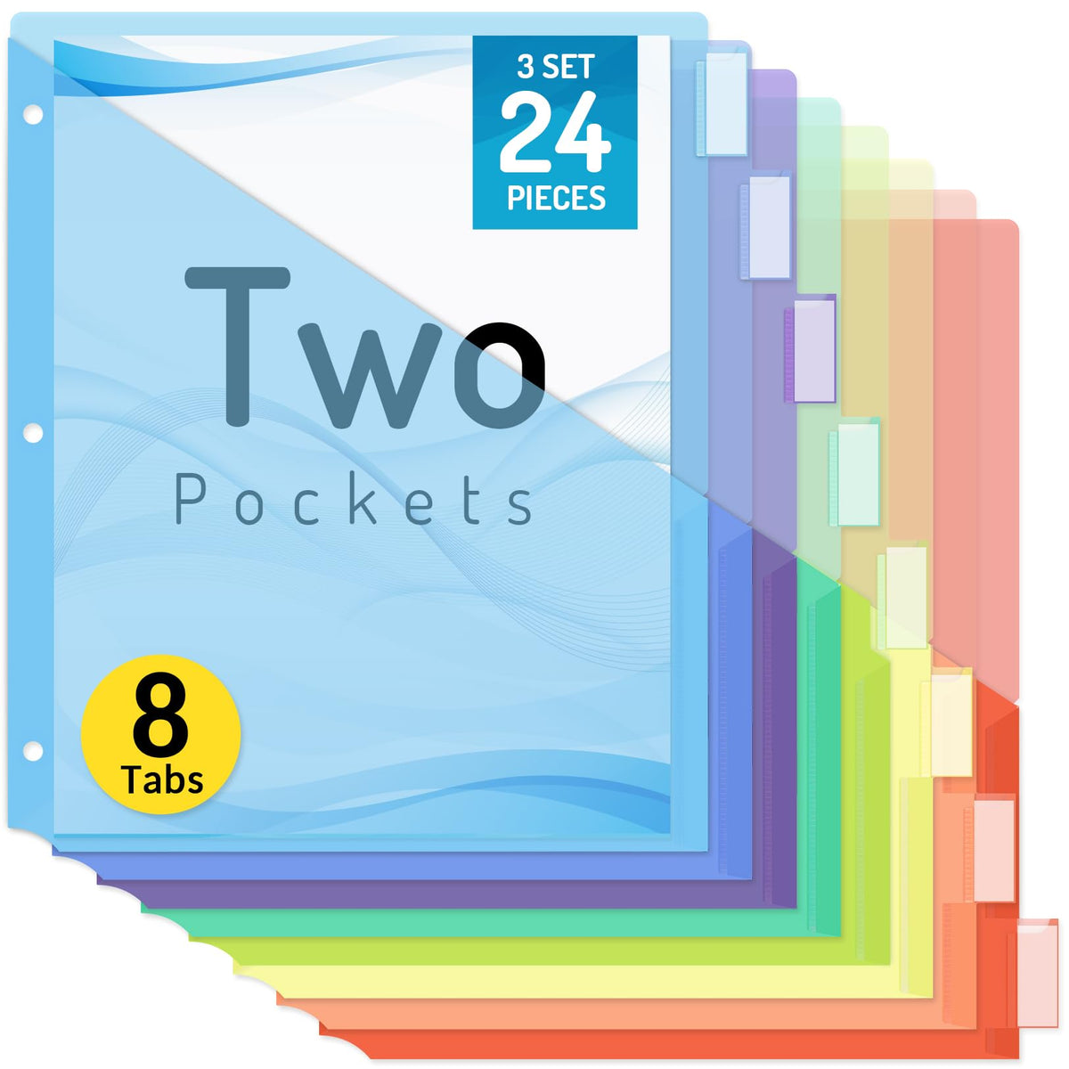 Forvencer 8 Count Dividers with 2 Pockets,8 tabs Binder Dividers with tabs