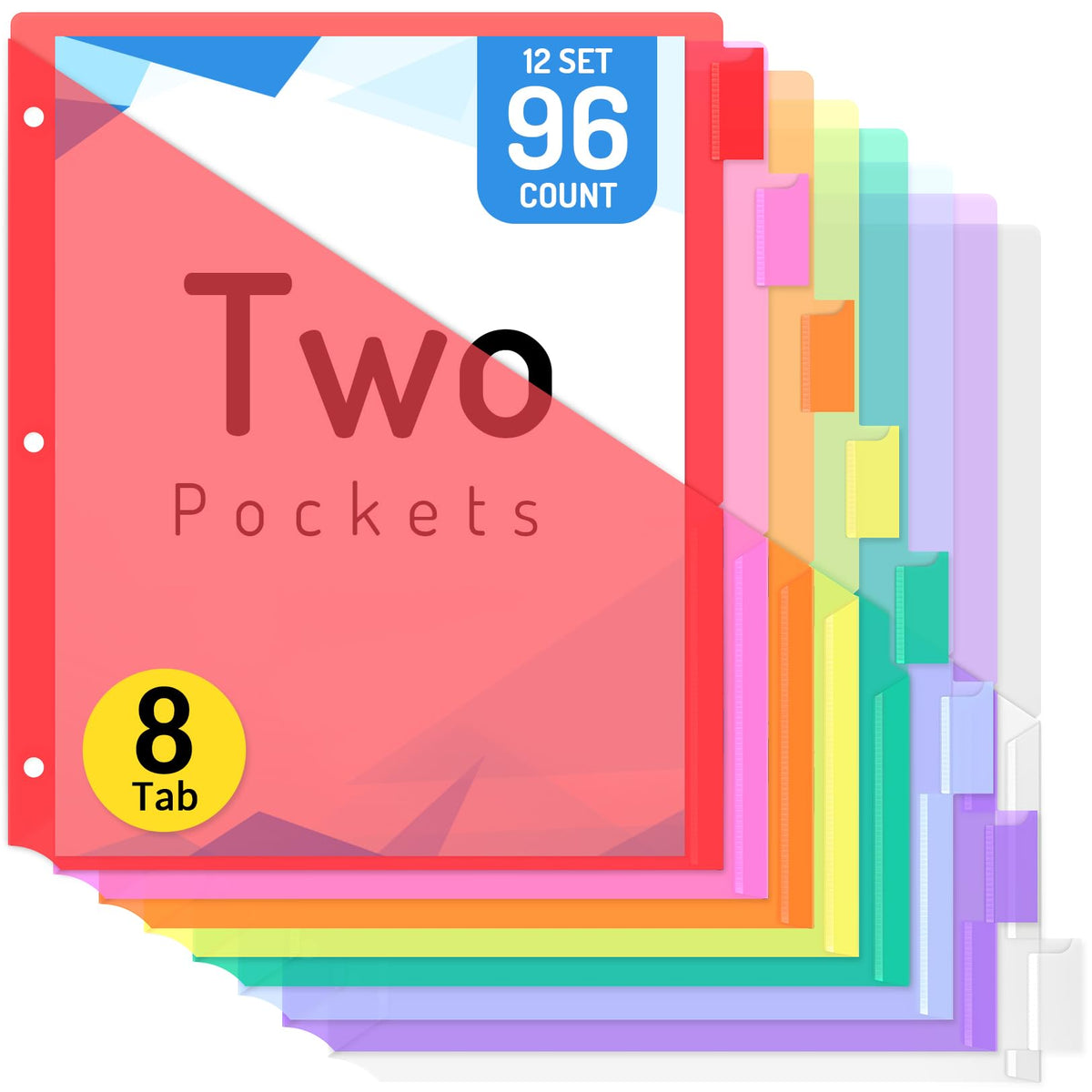 Forvencer 8 Count Dividers with 2 Pockets,8 tabs Binder Dividers with tabs