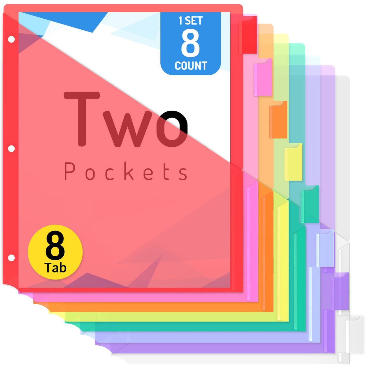 Forvencer 8 Count Dividers with 2 Pockets,8 tabs Binder Dividers with tabs