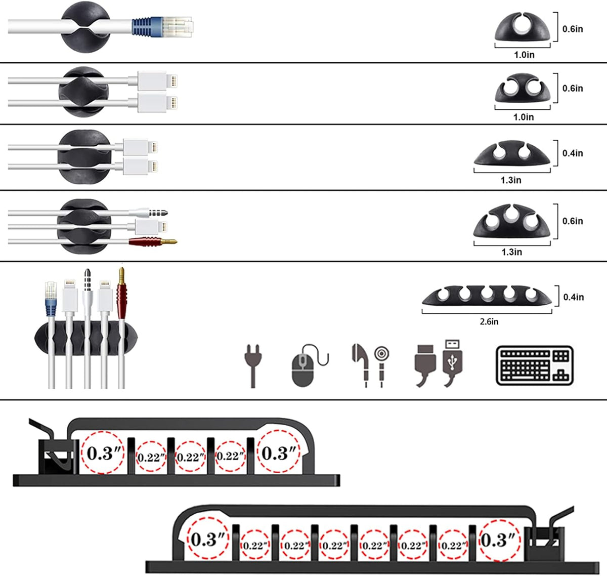 311Pcs Cable Management Organizer Kit 4 Cable Sleeve Split
