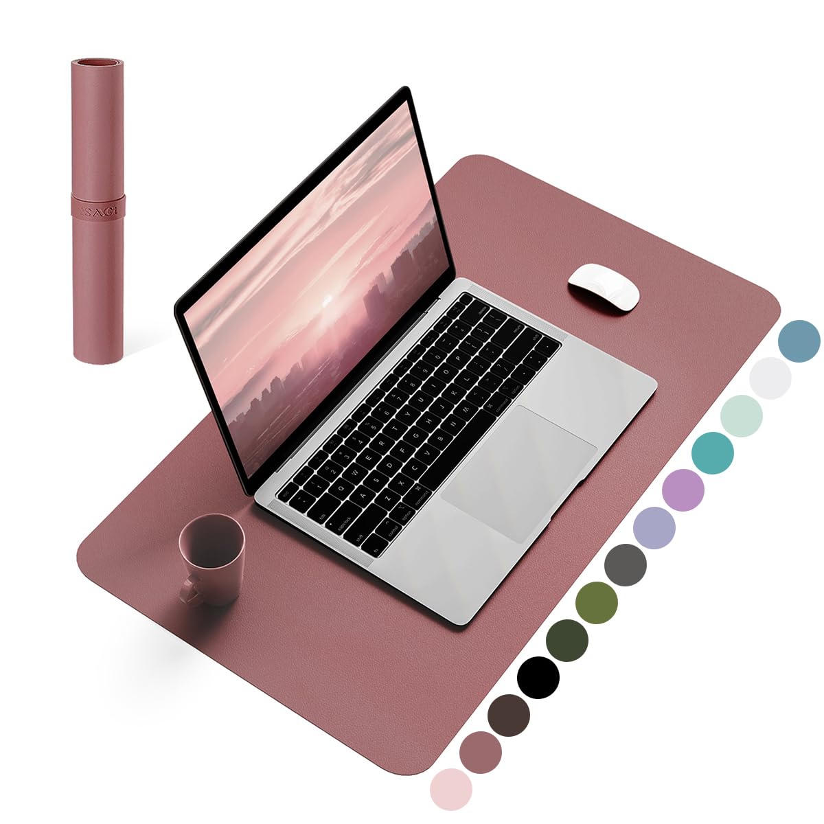 YSAGi Non-Slip Leather Desk Pad, Waterproof Laptop Computer Desk Keyboard Mat, Table Protector Blotter Mat, Large Mouse Pad for Office/Work/Home/Decor(Dark Brown, 31.5" x 15.7")