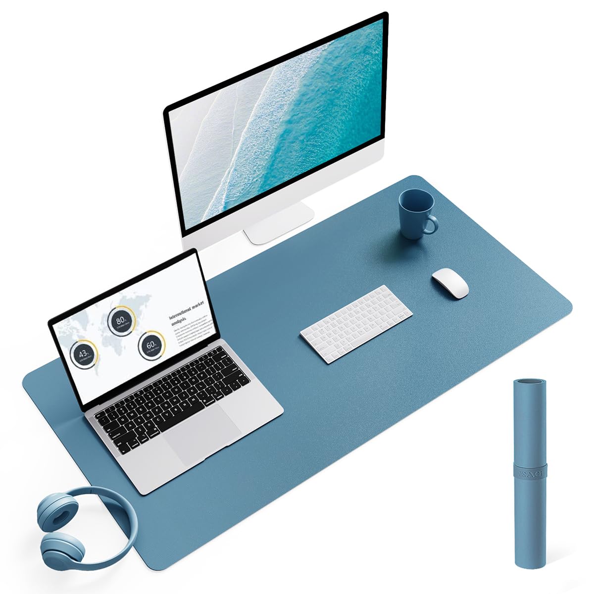 YSAGi Non-Slip Leather Desk Pad, Waterproof Laptop Computer Desk Keyboard Mat, Table Protector Blotter Mat, Large Mouse Pad for Office/Work/Home/Decor(Dark Brown, 31.5" x 15.7")