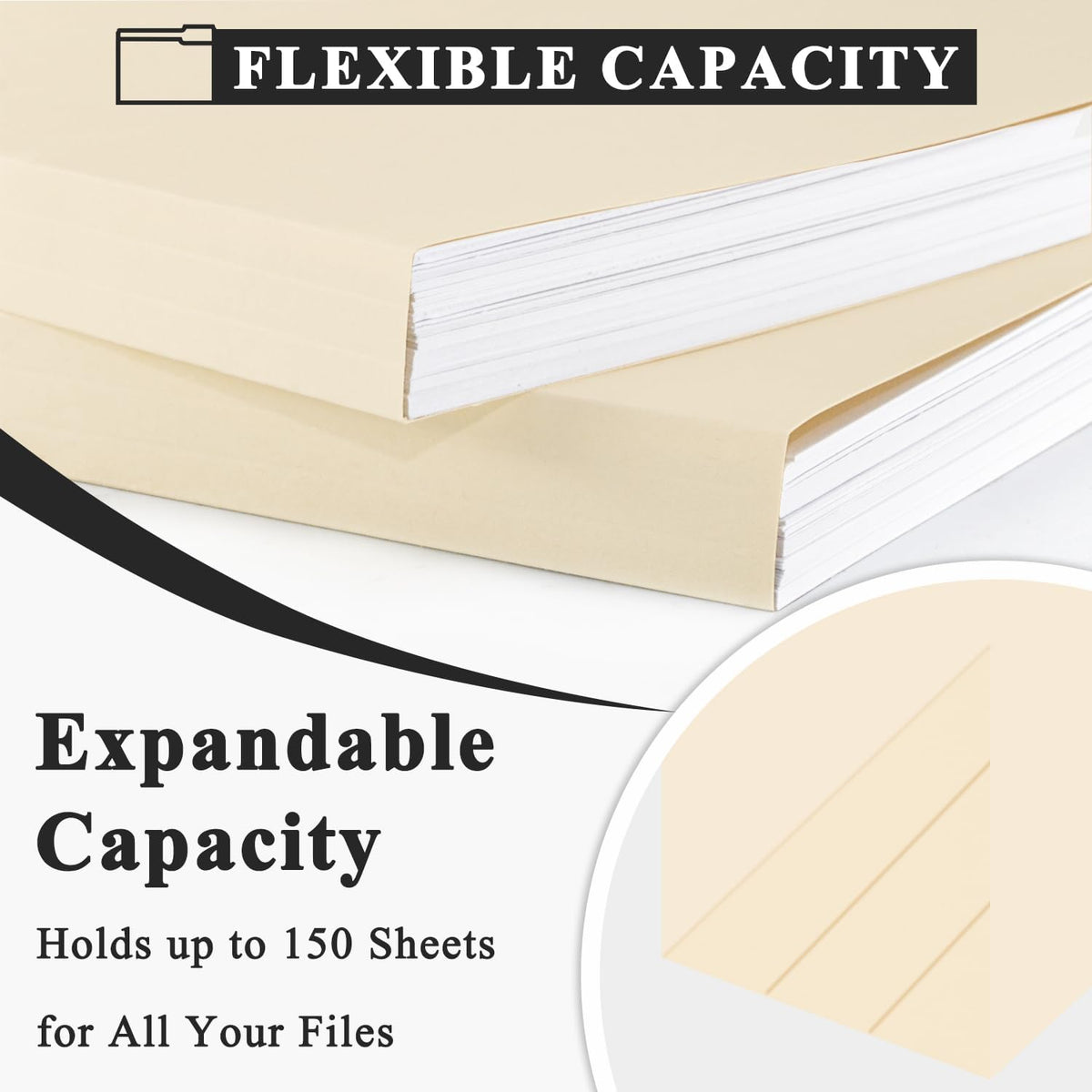 Manilla Folders 8.5 x 11, Manila File Folders 1/3-Cut Letter Size