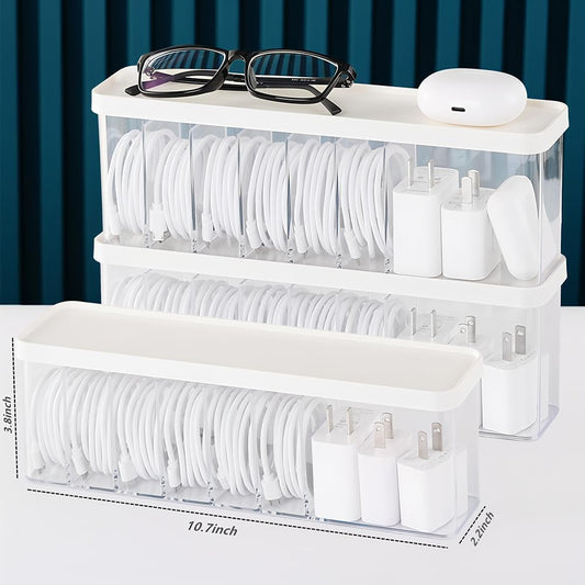 Charger Cable Cord Storage Organizer Box - Easy Storage Without Cable Ties