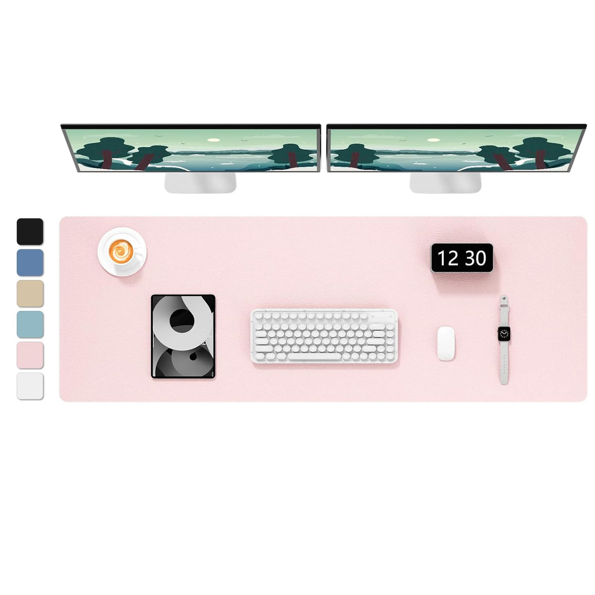 Hsurbtra Desk Pad, 30" x 14" PU Leather Desk Mat, XL Extended Mouse Pad, Waterproof Desktop Blotter Protector, Non-Slip Ultra Thin Large Laptop Keyboard Writing Mat for Office Home, Pink