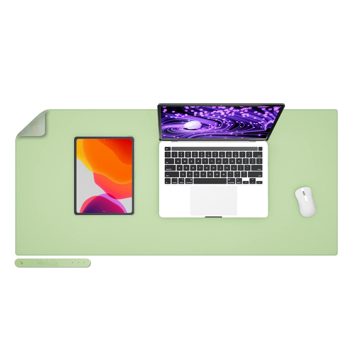 Leather Desk Pad Blotter,Wolaile 36x17 inch Big Keyboard Mouse Pad,Waterproof Non-Slip Writing Desk Computer Mat Desktop Protector for Office Home,Ivory White