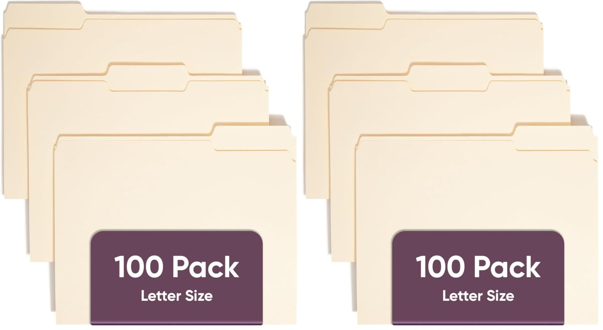Smead File Folders Letter Sized, 1/3-Cut Tab, Assorted Positions, Letter Size Manila Folders, 100 Per Box (10330)