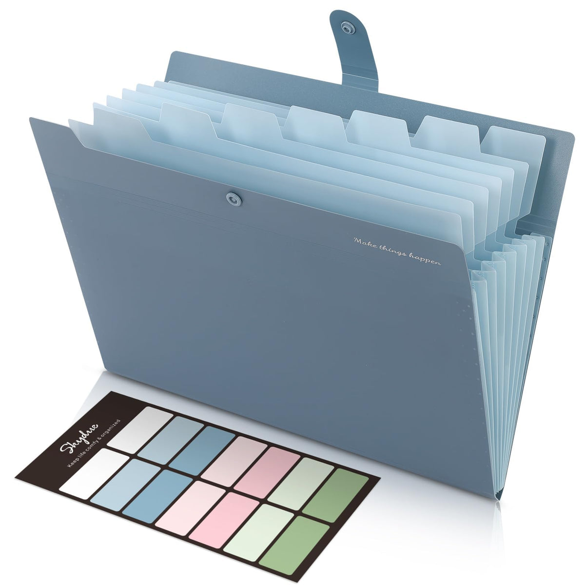 SKYDUE Expanding File Folders with 8 Pockets, Accordion File Organizer with Labels, Portable Paper Bill Receipt Organizer, Letter Size, Home School Office Supplies, Olive Green