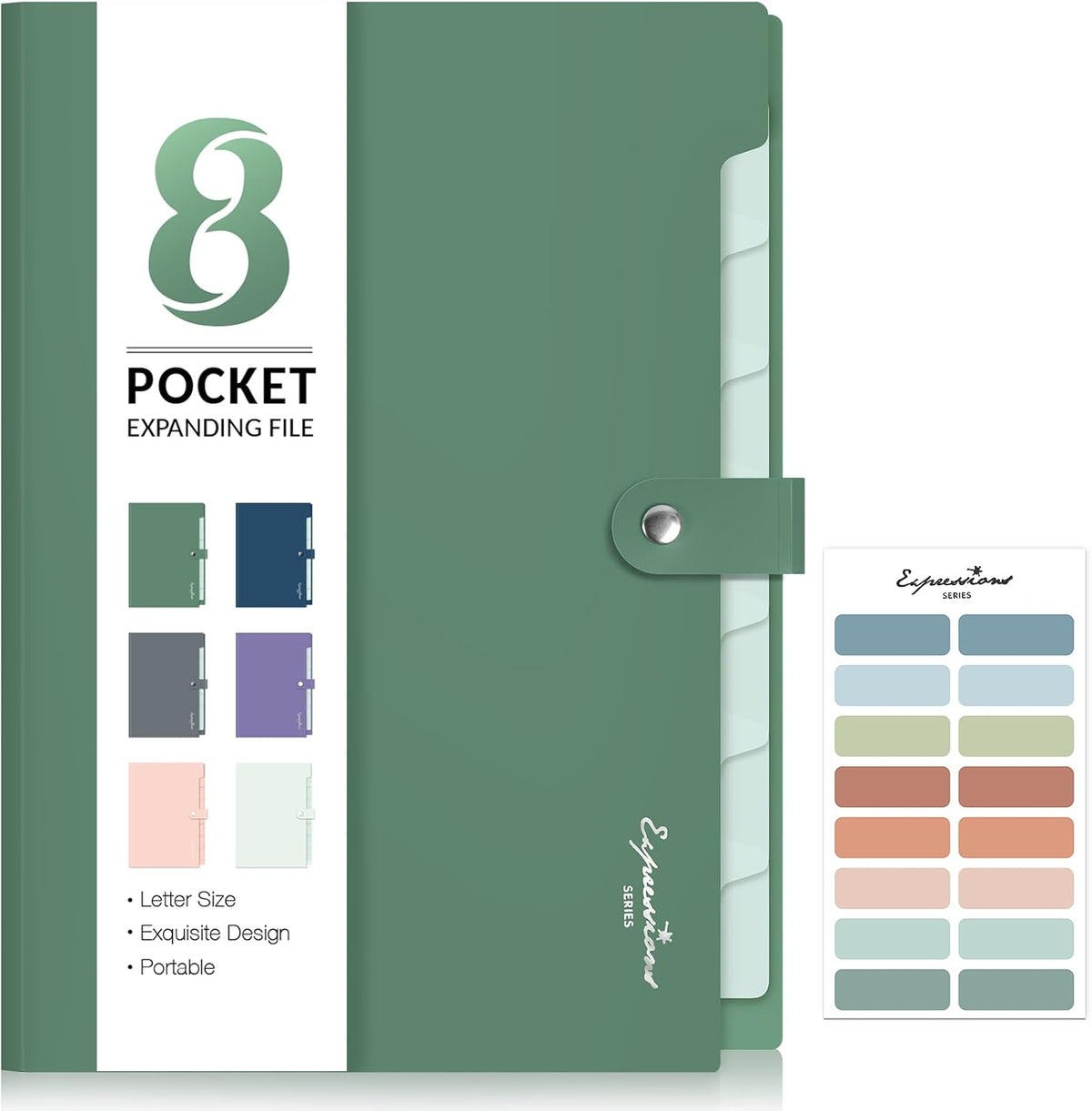 Sooez Elegant Accordion File Organizer, 8 Pocket Expanding File Folder