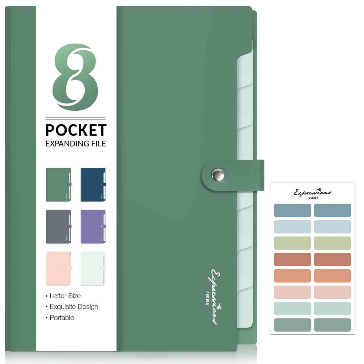 Sooez Elegant Accordion File Organizer, 8 Pocket Expanding File Folder