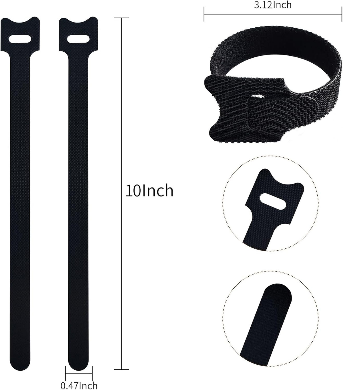 10 Inches 120 PCS Black Reusable Cable Ties,Multi-purpose Adjustable Cord Straps,Cable Organizer,Cord Wrap and Hook Loop Cords Management,Adjustable Cord Ties