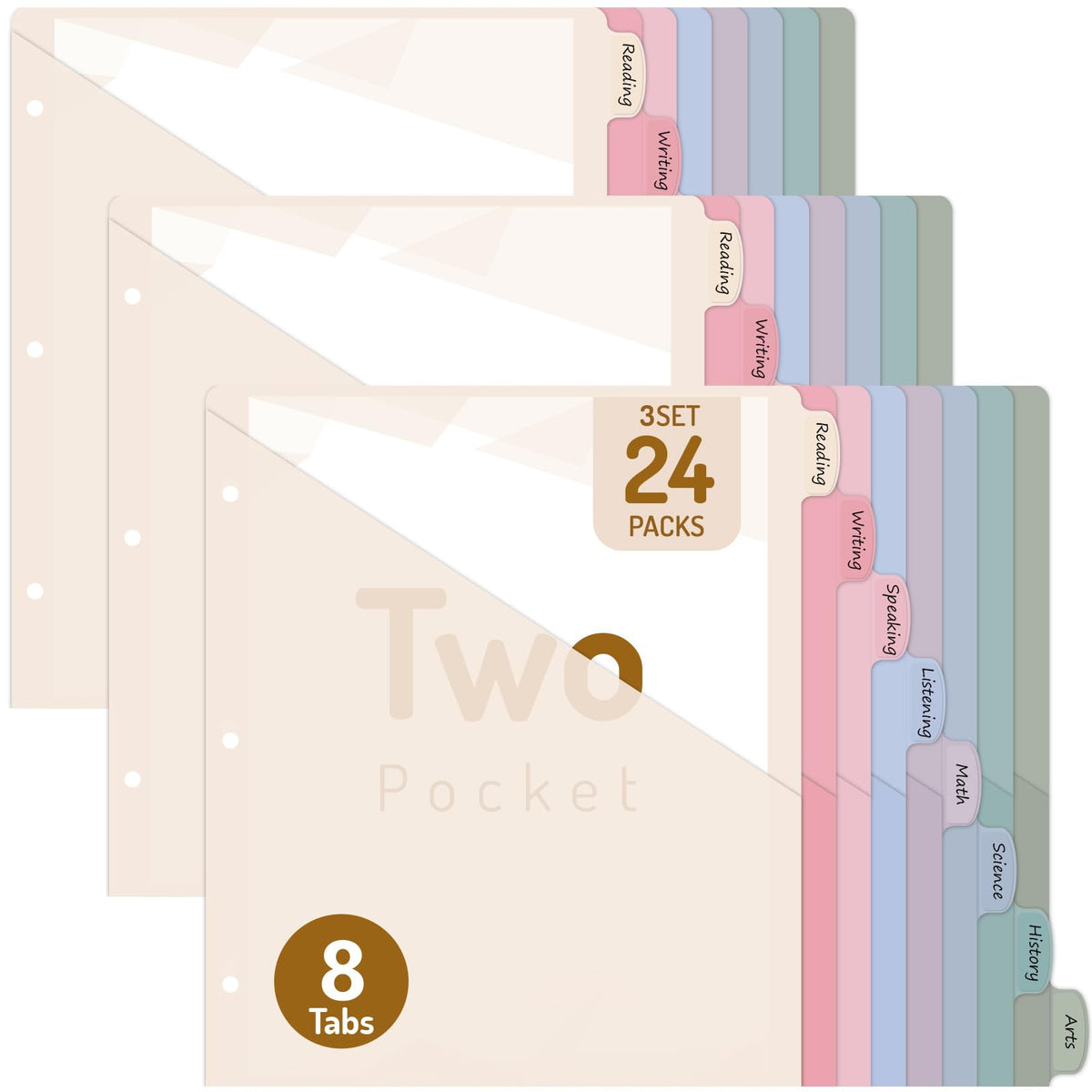 Forvencer 8 Count Dividers with 2 Pockets,8 tabs Binder Dividers with tabs