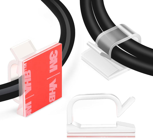 XHF 60PCS 5/8” Clear Adhesive Cable Wire Wall Light Clips, Cord Holder