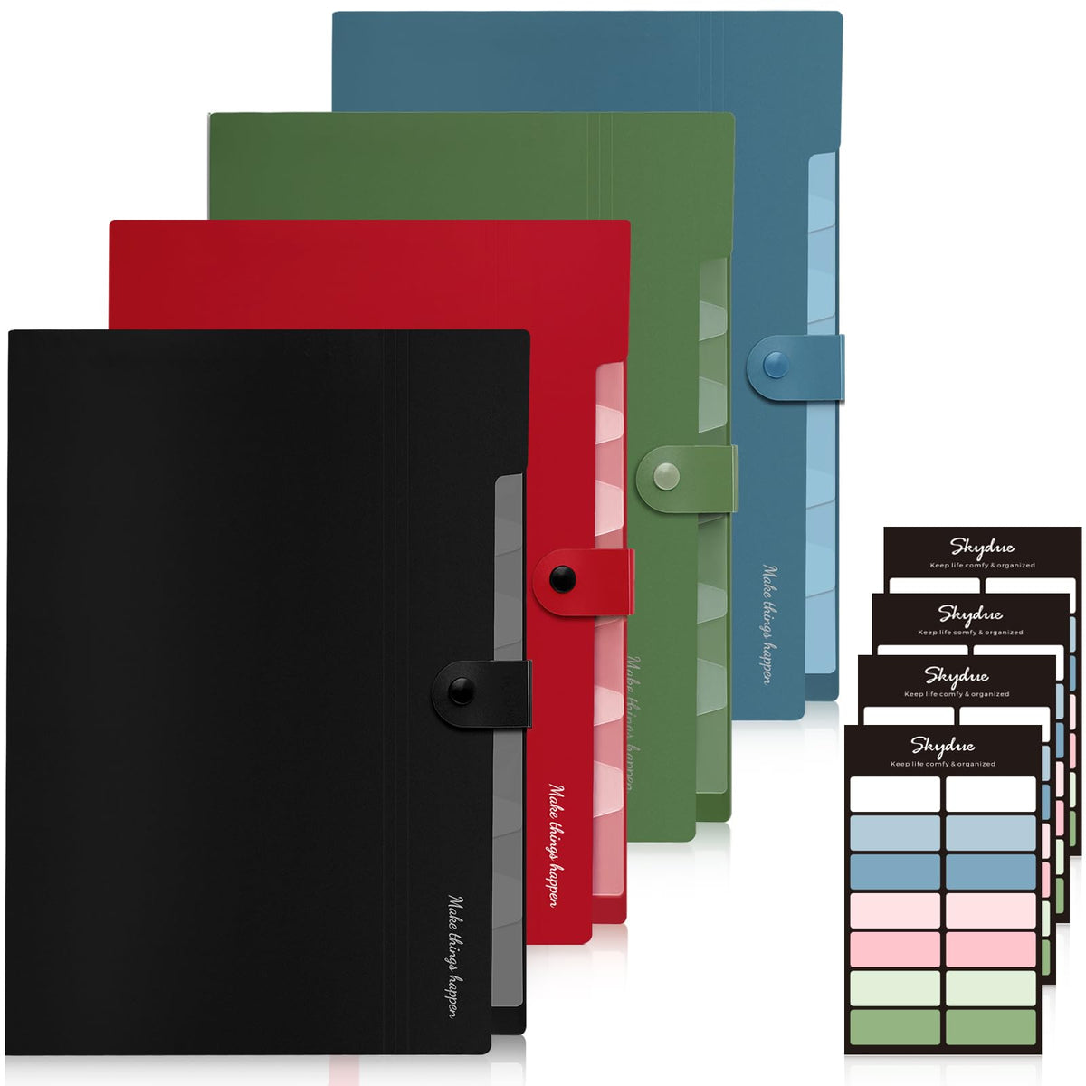 SKYDUE Expanding File Organizer with 8 Pockets, Accordion File Folders with Labels, Portable Document Paper Bill Receipt Organizer, Home College School Office Supplies, Letter Size, Blue