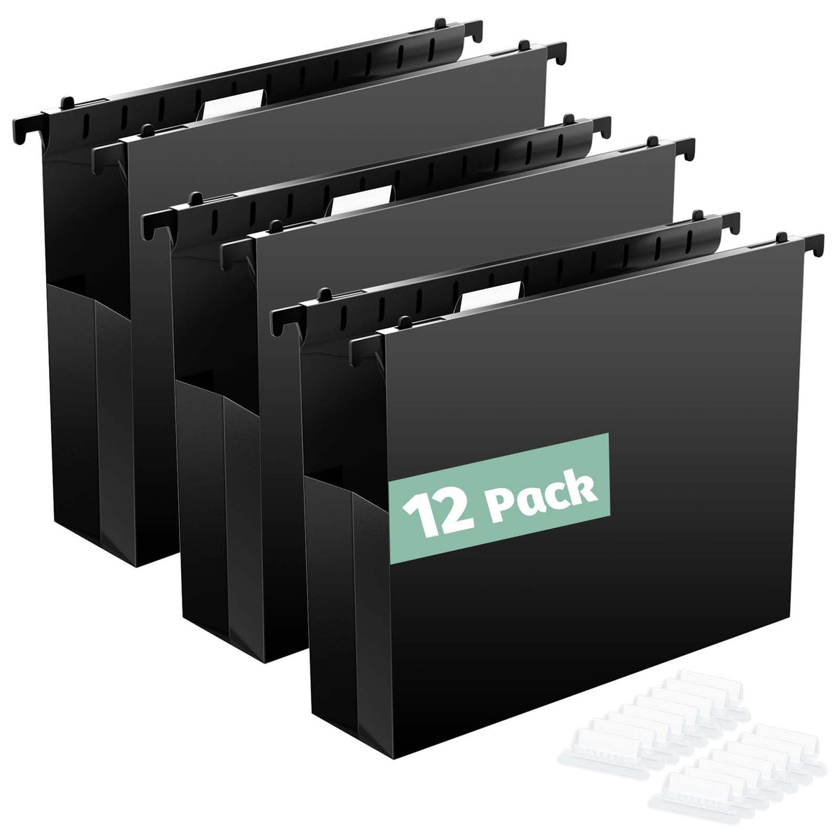 SHUTEX Extra Capacity Plastic Hanging File Folders,12 Pack,Letter, 6 Colors