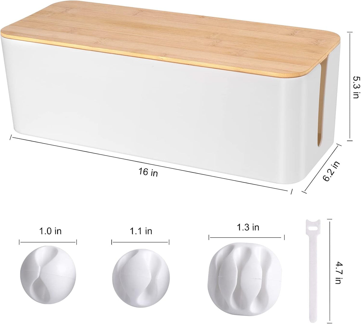 Tuwechen Cable Management Box, Wooden Style Large Cord Organizer Box