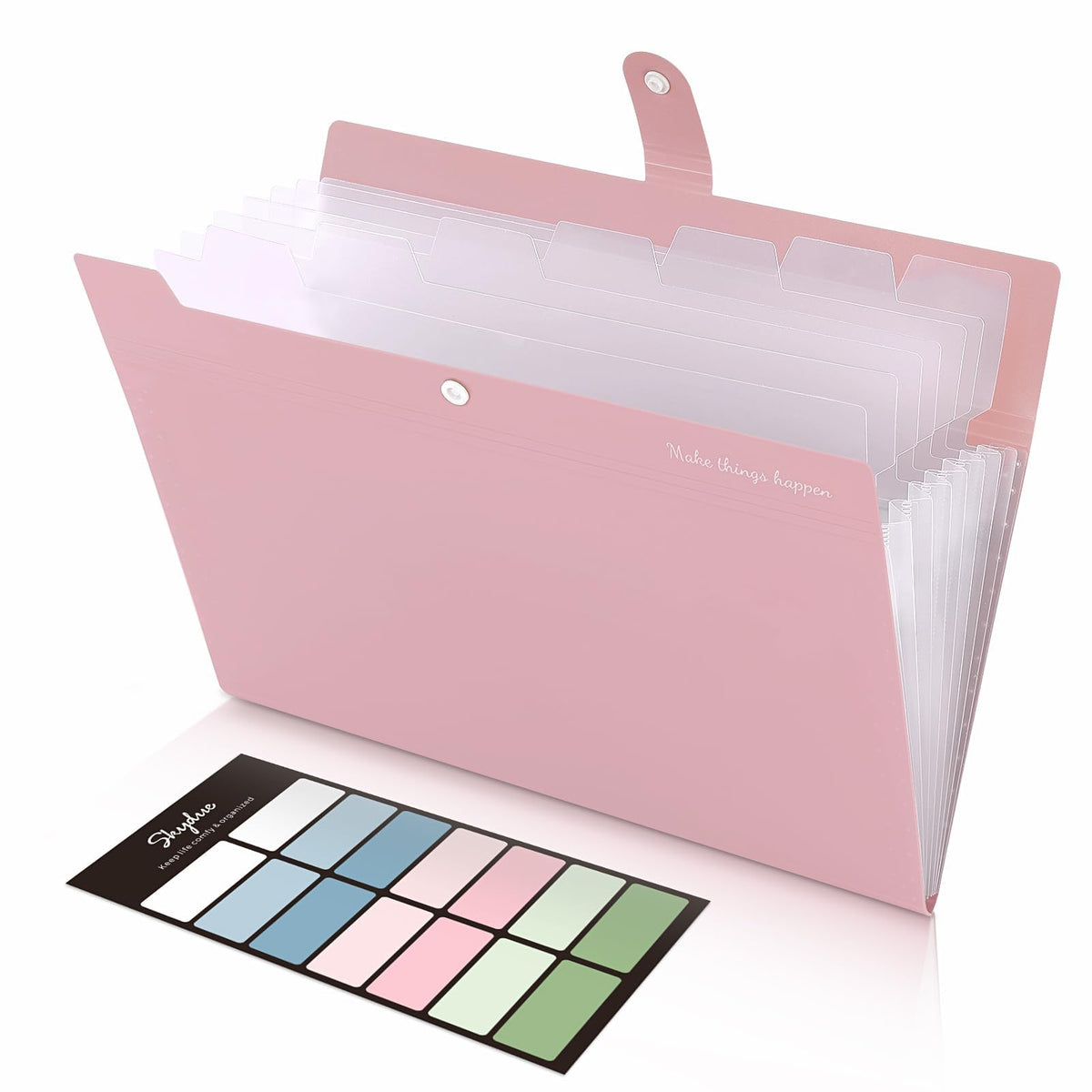 SKYDUE Expanding File Folders with 8 Pockets, Accordion File Organizer with Labels, Portable Paper Bill Receipt Organizer, Letter Size, Home School Office Supplies, Olive Green