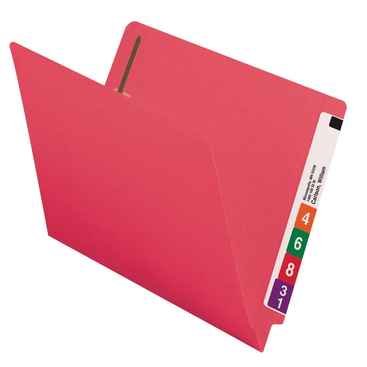 Smead Heavyweight End Tab Fastener File Folder, Shelf-Master® Reinforced Straight-Cut Tab, 2 Fasteners, Letter Size, Manila, 50 per Box (34215)