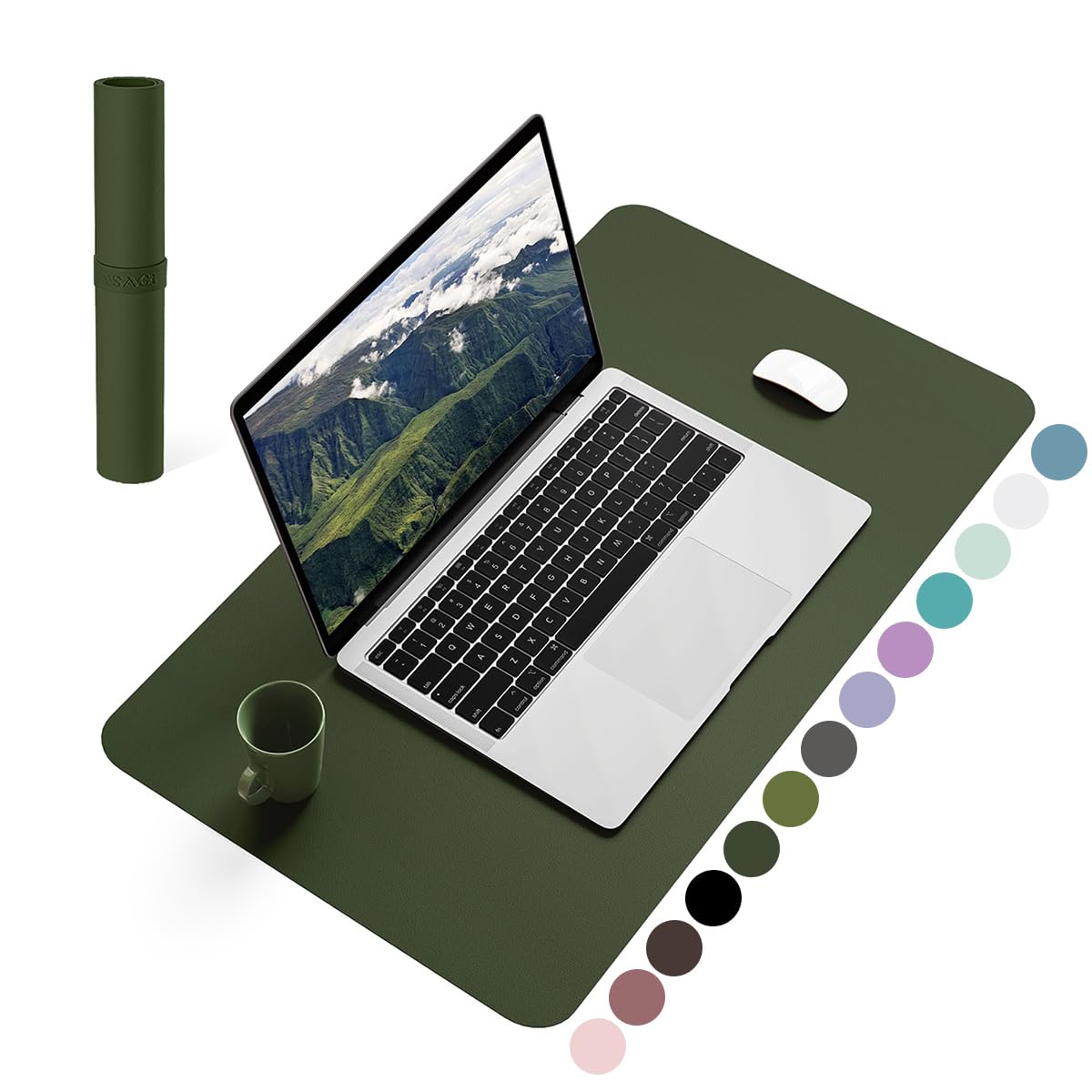 YSAGi Non-Slip Leather Desk Pad, Waterproof Laptop Computer Desk Keyboard Mat, Table Protector Blotter Mat, Large Mouse Pad for Office/Work/Home/Decor(Dark Brown, 31.5" x 15.7")
