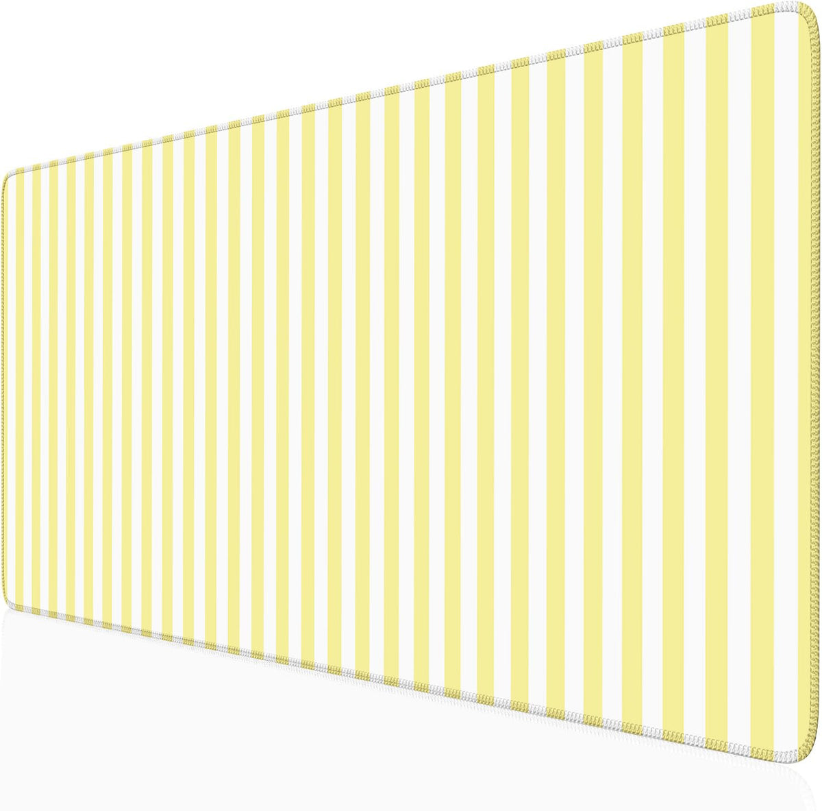 Beige Striped Desk Mat Cute Pastel XXL Large Gaming Mouse Pad Desk Pad Kawaii Aesthetic Home Office Decor Cozy Keyboard Laptop Computer Mat
