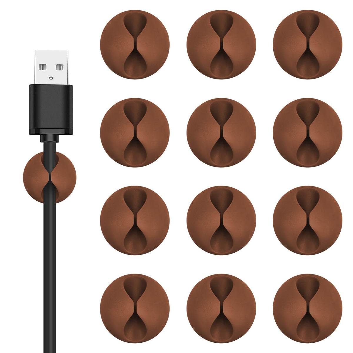 Flezoo 12PCS Black Adhesive Cable Clips Cord Organizer for Wire Management