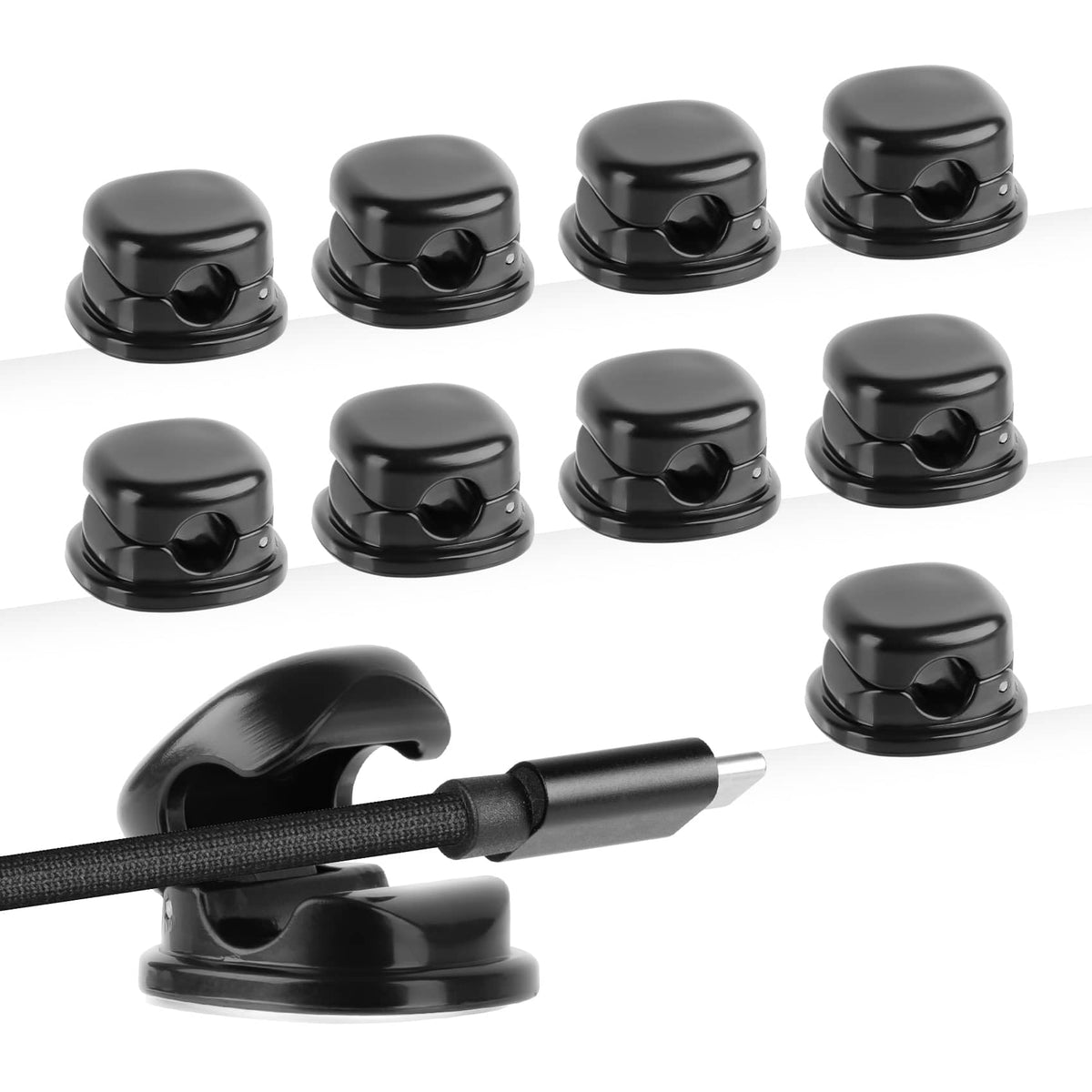 7mm Spring Cable Holder Clips, 9 Pack Desk Cord Organizer, Black