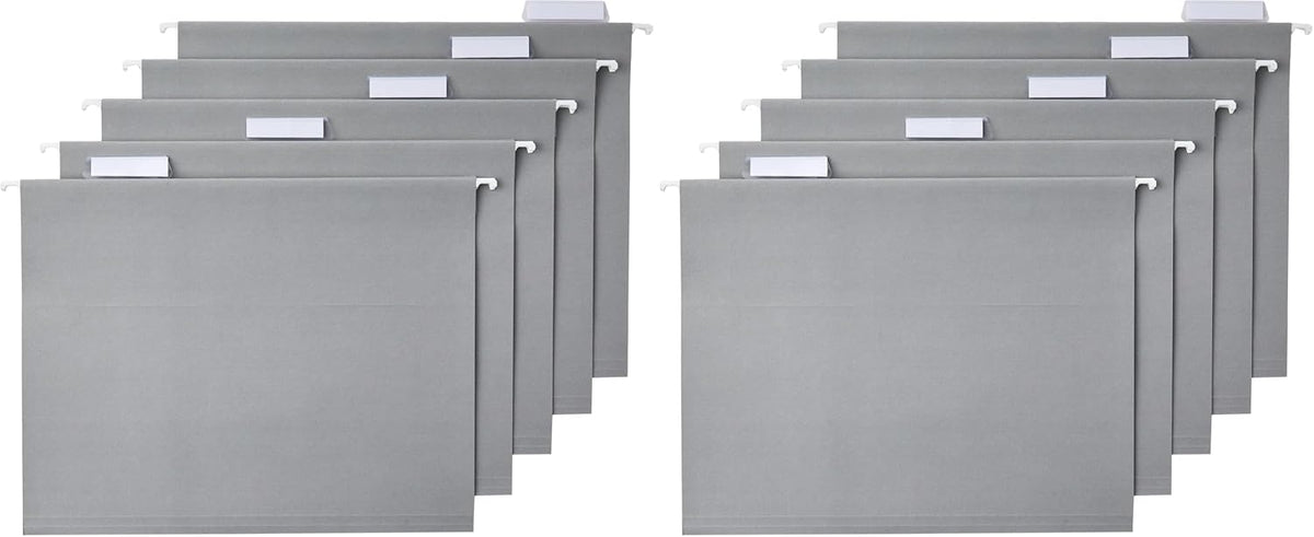 Amazon Basics Hanging File Folders with Adjustable Tabs for Document Organization, Letter Size, 8.5x11 inches, Black, 25-Pack