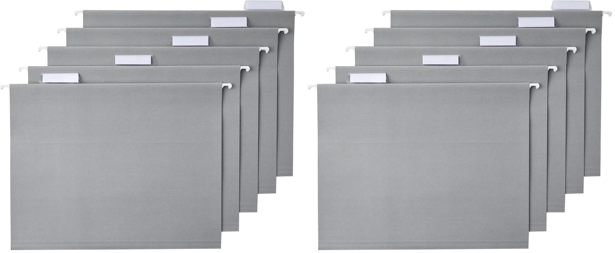 Amazon Basics Hanging File Folders with Adjustable Tabs for Document Organization, Letter Size, Gray, 25-Pack