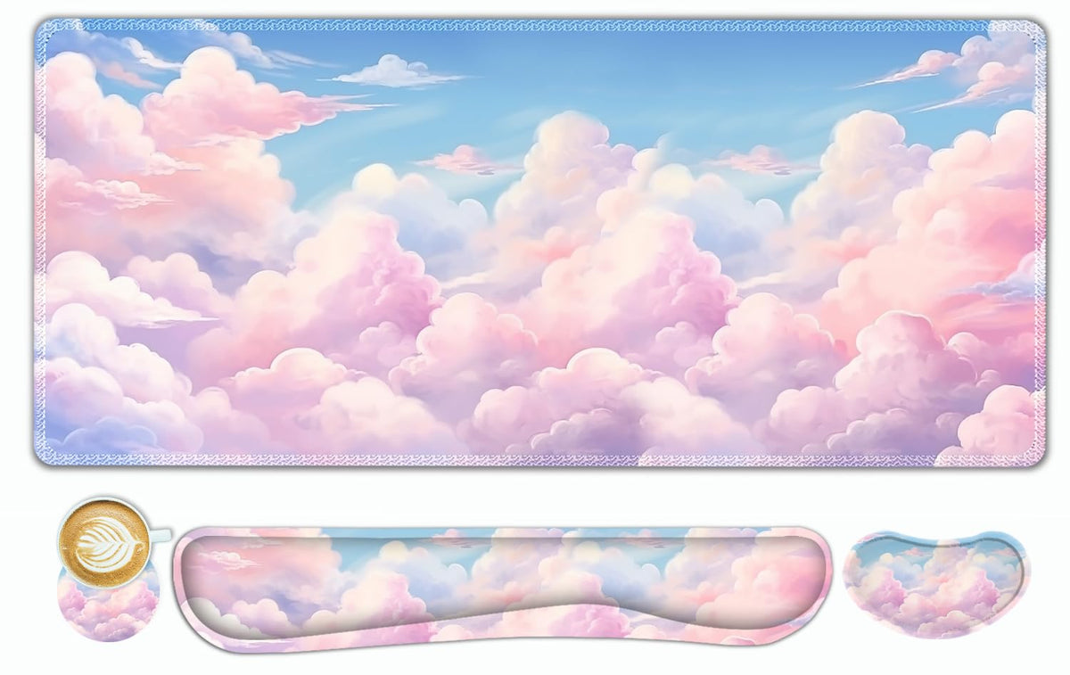 ToLuLu Extended Gaming Mouse Pad, Memory Foam Keyboard Mouse Wrist Rest Set