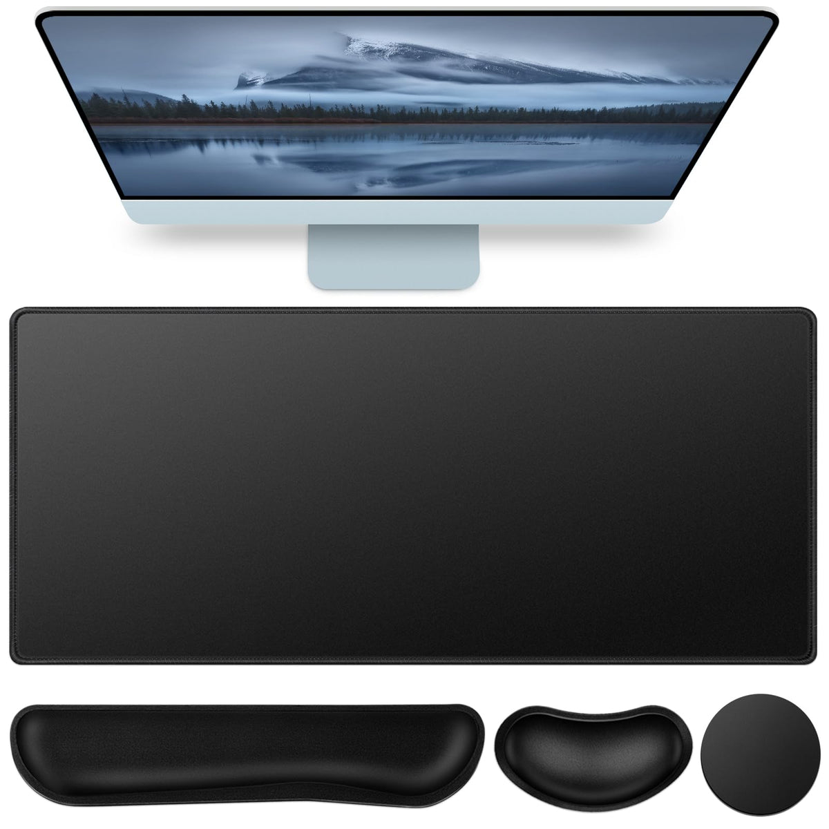 Desk Mat, Large Gaming Mouse Pad with Wrist Rest, 4in1 XXL Mousepad Floral