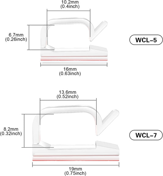XHF 60PCS 5/8” Clear Adhesive Cable Wire Wall Light Clips, Cord Holder