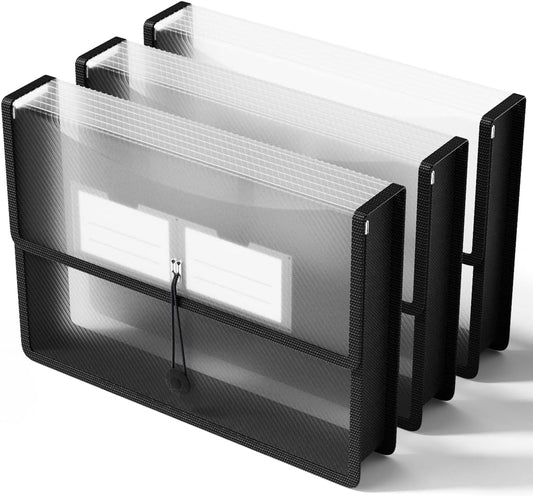 ThinkTex Plastic Expanding File Folders, Transparent Envelopes with Elastic