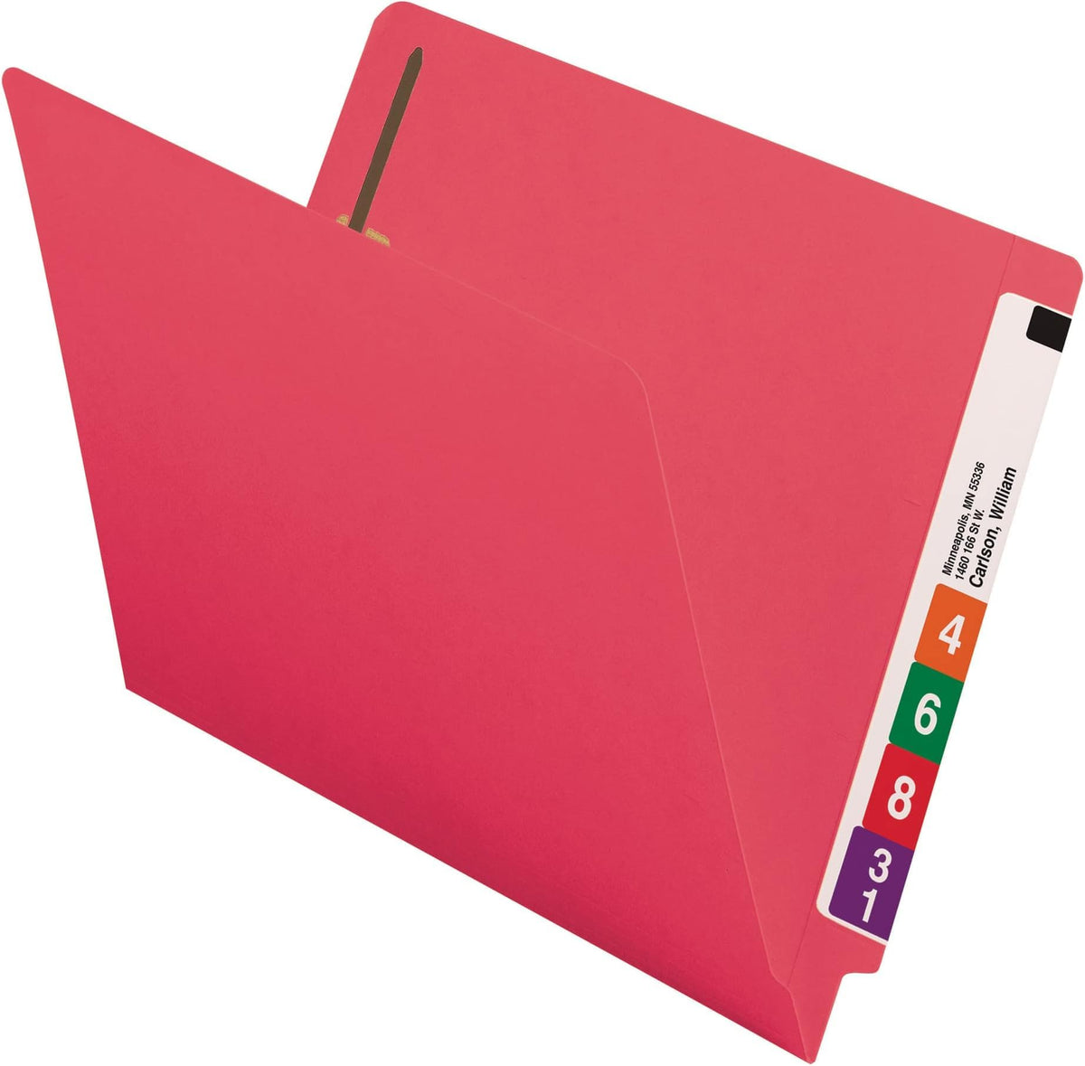 Smead Heavyweight End Tab Fastener File Folder, Shelf-Master® Reinforced Straight-Cut Tab, 2 Fasteners, Letter Size, Manila, 50 per Box (34215)