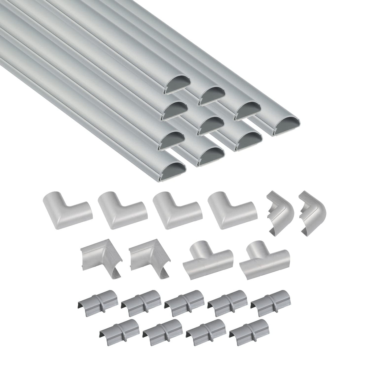 D-Line 157in Cord Cover Kit, Self-Adhesive Wire Hiders, Paintable Cable Raceway to Hide Wires on Wall, Electrical Cable Management - 10x 15.7 Lengths & 19 Accessories - 1.18" (W) x 0.59" (H) - White