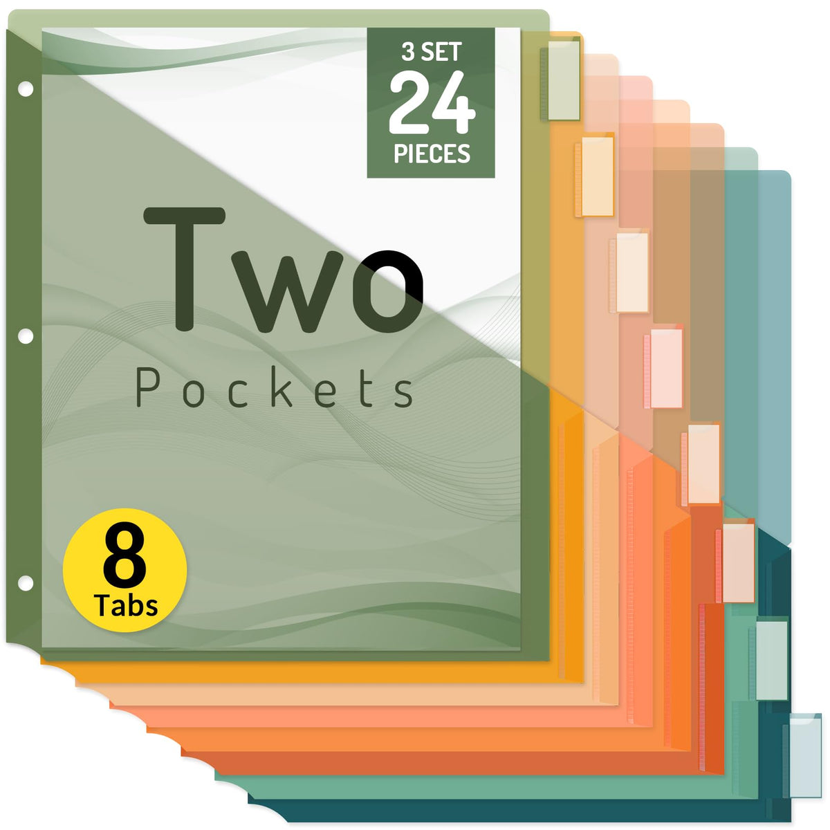 Forvencer 8 Count Dividers with 2 Pockets,8 tabs Binder Dividers with tabs